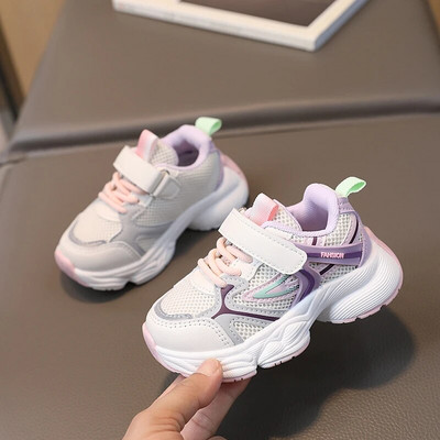 Rudens bērnu ikdienišķas kedas mazuļiem zēniem meitenēm, elpojošs siets, neslīdošs sporta apavi bērnu tenisu unisex skolas apavi Izmērs:22-32