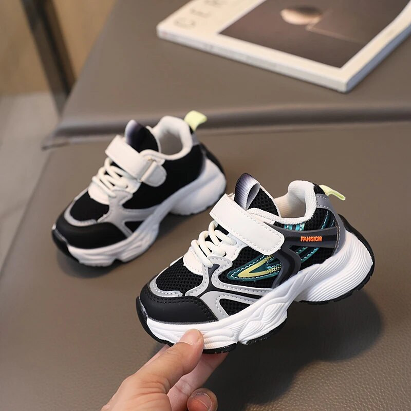 Rudens bērnu ikdienišķas kedas mazuļiem zēniem meitenēm, elpojošs siets, neslīdošs sporta apavi bērnu tenisu unisex skolas apavi Izmērs:22-32