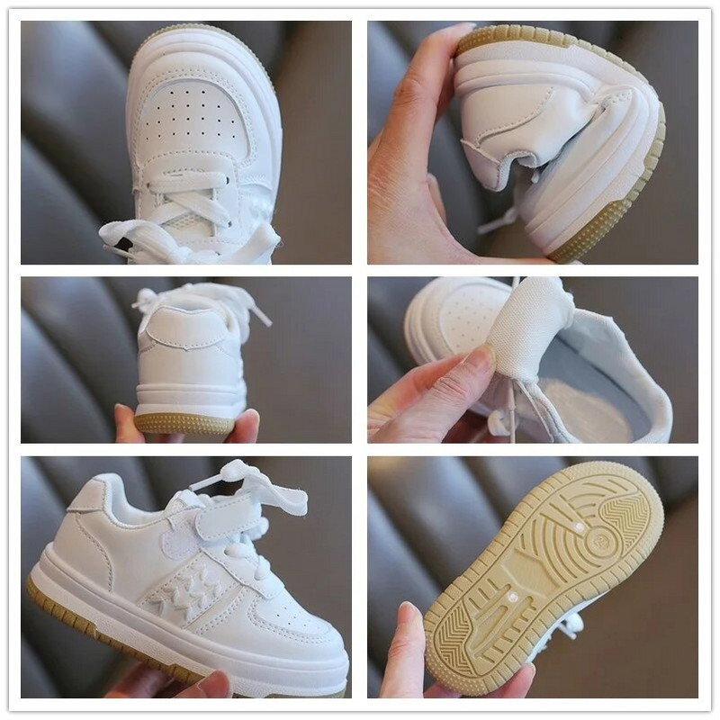 Kruleepo bērnu studentu skola balti apavi mazuļiem meitenes bērniem zēniem gumijas neslīdoši ikdienas apavi āra sportam skriešanas kedas