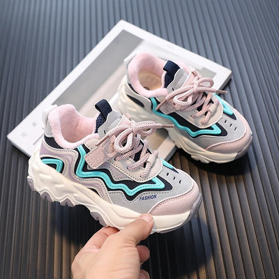 Bērnu siltas plīša kedas Unisex Neslīdoši sporta apavi maziem bērniem, meitenēm, bērniem, brīvā laika apaviem, mazuļiem zēniem, skriešanas apavi 6-16 g.