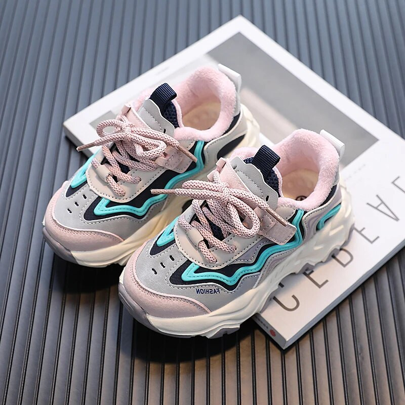 Bērnu siltas plīša kedas Unisex Neslīdoši sporta apavi maziem bērniem, meitenēm, bērniem, brīvā laika apaviem, mazuļiem zēniem, skriešanas apavi 6-16 g.