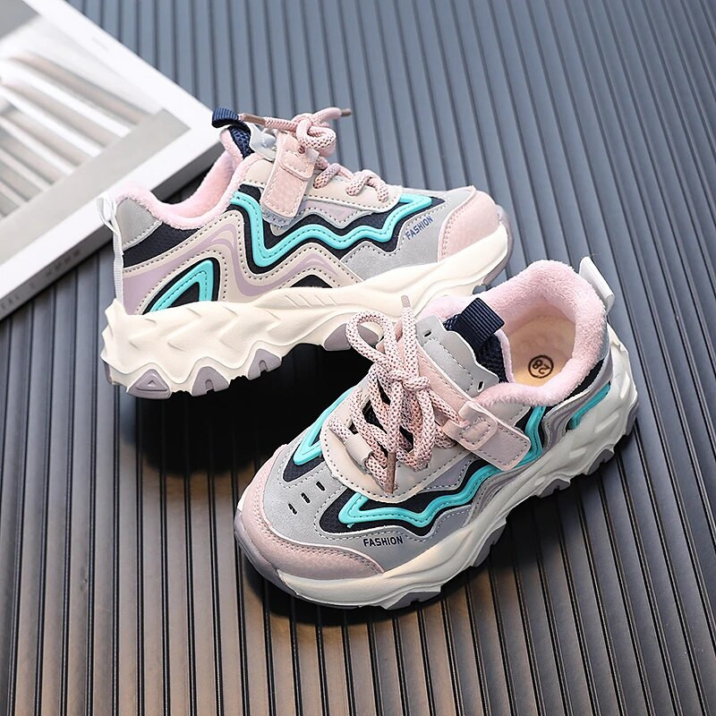 Bērnu siltas plīša kedas Unisex Neslīdoši sporta apavi maziem bērniem, meitenēm, bērniem, brīvā laika apaviem, mazuļiem zēniem, skriešanas apavi 6-16 g.