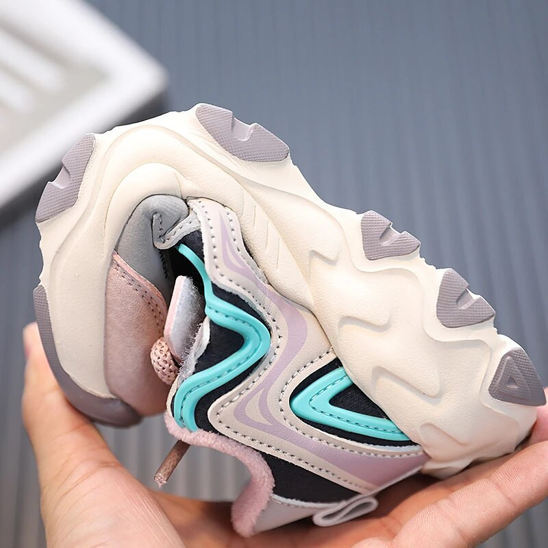 Bērnu siltas plīša kedas Unisex Neslīdoši sporta apavi maziem bērniem, meitenēm, bērniem, brīvā laika apaviem, mazuļiem zēniem, skriešanas apavi 6-16 g.