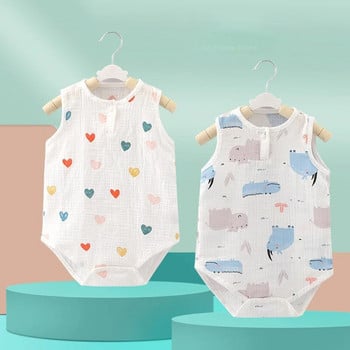 Летен бебешки домашен костюм Боди Сладко анимационно мече Заек Момчета Момичета Деца Пижами за катерене Тънки дрехи за спане на новородени деца