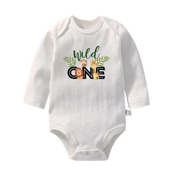 Wild One Birthday Baby Bodysuit Βρεφική φόρμα 1ου γενεθλίων Ζούγκλα Ρούχα για μωρά κινούμενα σχέδια για μωρά Μακρυμάνικη φόρμα