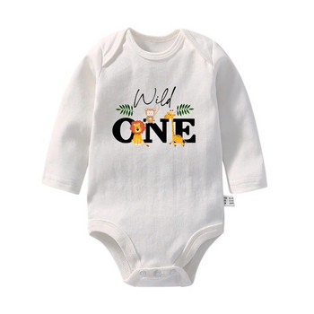 Wild One Birthday Baby Bodysuit Βρεφική φόρμα 1ου γενεθλίων Ζούγκλα Ρούχα για μωρά κινούμενα σχέδια για μωρά Μακρυμάνικη φόρμα