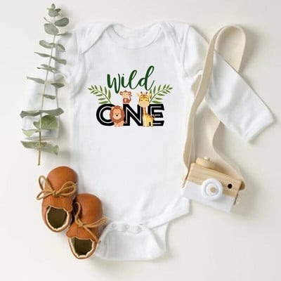 Wild One Birthday Baby Bodysuit Imiku 1. sünnipäevaks džunglipeo komplekt Loomade Multifilmi Beebiriided Väikelapse pikkade varrukatega kombinesoon