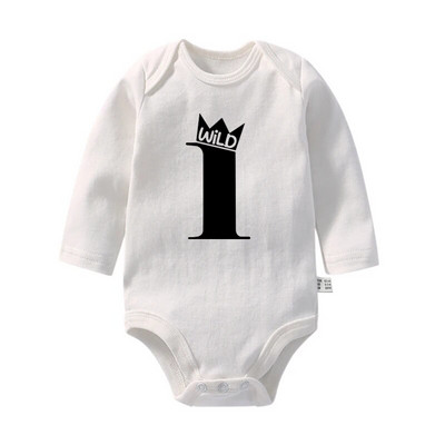 Savvaļas vienas dzimšanas dienas zīdaiņa bodijs zīdaiņa 1. dzimšanas dienas džungļu ballītes tērps Dzīvnieku multfilmas Mazuļu drēbes Mazuļa kombinezons ar garām piedurknēm