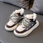 Modes bērnu sporta apavi ar augstu augšējo augšdaļu, meitenēm, zēniem, raibām šņorēm, sporta apavi bērniem, maziem bērniem, ikdienas apavi 3–16 g. rudens pavasaris