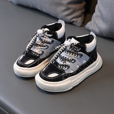 Modes bērnu sporta apavi ar augstu augšējo augšdaļu, meitenēm, zēniem, raibām šņorēm, sporta apavi bērniem, maziem bērniem, ikdienas apavi 3–16 g. rudens pavasaris