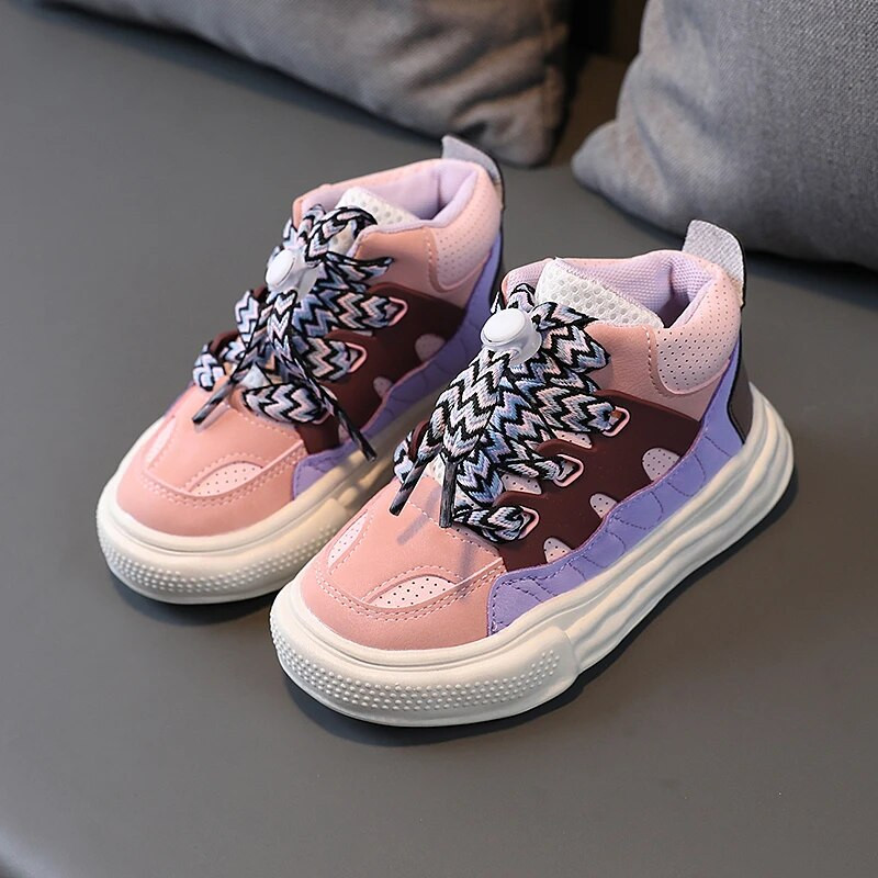 Modes bērnu sporta apavi ar augstu augšējo augšdaļu, meitenēm, zēniem, raibām šņorēm, sporta apavi bērniem, maziem bērniem, ikdienas apavi 3–16 g. rudens pavasaris