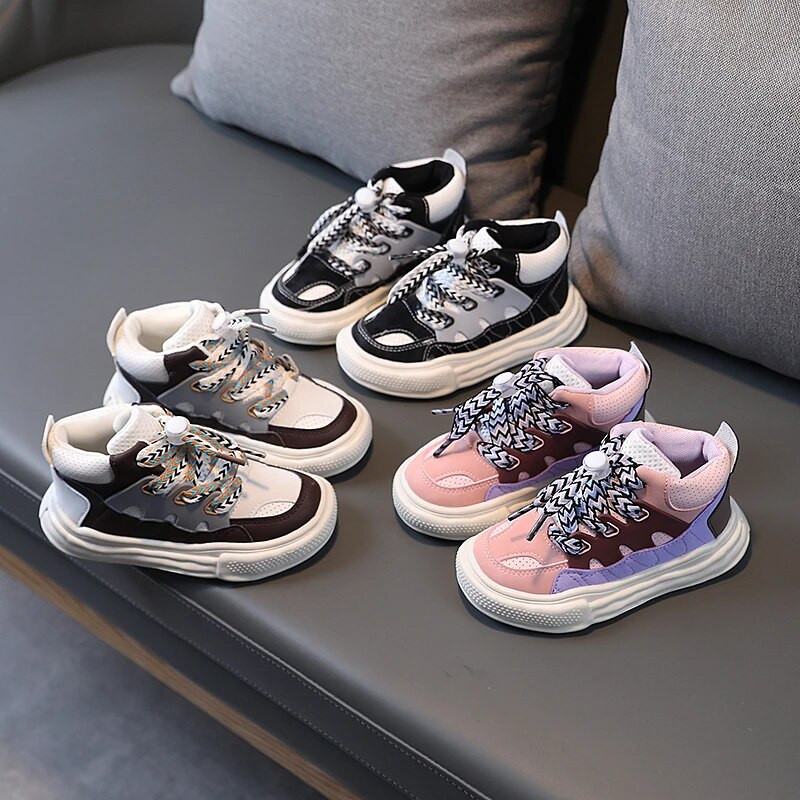 Modes bērnu sporta apavi ar augstu augšējo augšdaļu, meitenēm, zēniem, raibām šņorēm, sporta apavi bērniem, maziem bērniem, ikdienas apavi 3–16 g. rudens pavasaris