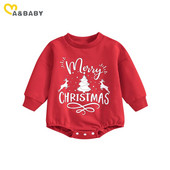 ma&baby 0-24 M Ziemassvētki jaundzimušajam zīdainim, meitenei, zēnam, garajām piedurknēm, kostīmu apdrukai, Ziemassvētku kostīmi