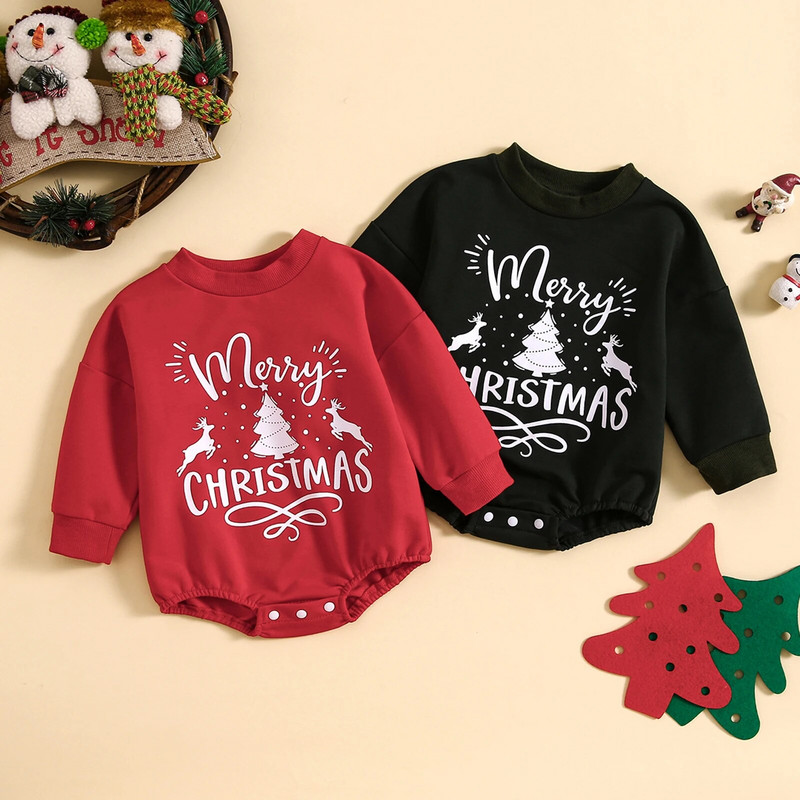 ma&baby 0-24 M Ziemassvētki jaundzimušajam zīdainim, meitenei, zēnam, garajām piedurknēm, kostīmu apdrukai, Ziemassvētku kostīmi