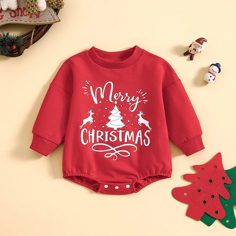 ma&baby 0-24 M Ziemassvētki jaundzimušajam zīdainim, meitenei, zēnam, garajām piedurknēm, kostīmu apdrukai, Ziemassvētku kostīmi