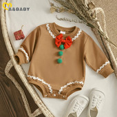 ma&baby 0–18 M Ziemassvētku jaundzimušā zīdaiņa zīdaiņa zīdainis, mazulis, Ziemassvētku kostīms ar garām piedurknēm, bantītis, pom pom kombinezons.