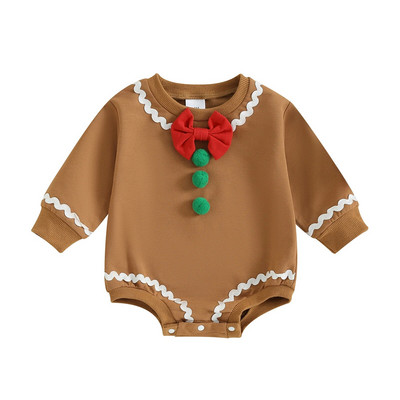 ma&baby 0–18 M Ziemassvētku jaundzimušā zīdaiņa zīdaiņa zīdainis, mazulis, Ziemassvētku kostīms ar garām piedurknēm, bantītis, pom pom kombinezons.