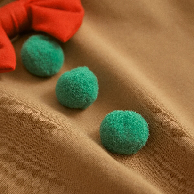 ma&baby 0–18 M Ziemassvētku jaundzimušā zīdaiņa zīdaiņa zīdainis, mazulis, Ziemassvētku kostīms ar garām piedurknēm, bantītis, pom pom kombinezons.