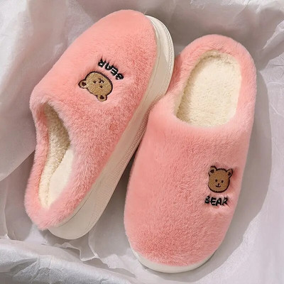 Pūkainas mājas kurpes Sievietēm ziemas siltas čības jaukas truša ausis, mātītes pūkainas plīša čības Mājas iekštelpām ikdienas dāmu mīkstās kurpes