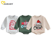 ma&baby 0-18M karácsonyi újszülött csecsemő baba lány fiú pólós levél Mikulás nyomat hosszú ujjú jumpsuit kisgyermek karácsonyi jelmezek