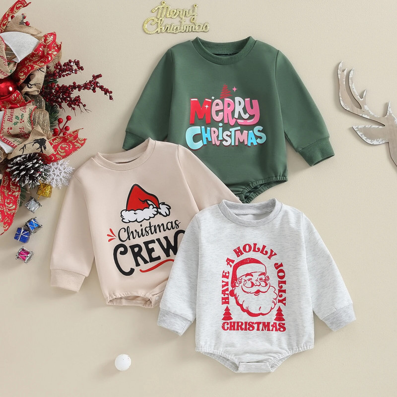 ma&baby 0-18M karácsonyi újszülött csecsemő baba lány fiú pólós levél Mikulás nyomat hosszú ujjú jumpsuit kisgyermek karácsonyi jelmezek