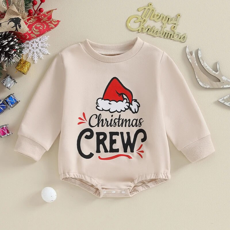 ma&baby 0-18M karácsonyi újszülött csecsemő baba lány fiú pólós levél Mikulás nyomat hosszú ujjú jumpsuit kisgyermek karácsonyi jelmezek