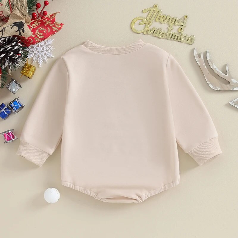 ma&baby 0-18M karácsonyi újszülött csecsemő baba lány fiú pólós levél Mikulás nyomat hosszú ujjú jumpsuit kisgyermek karácsonyi jelmezek