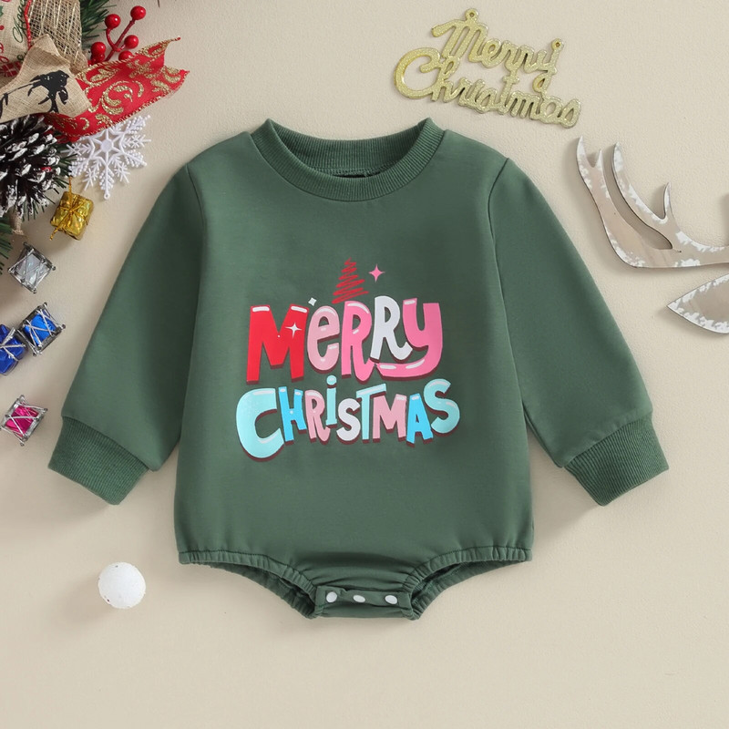 ma&baby 0-18M karácsonyi újszülött csecsemő baba lány fiú pólós levél Mikulás nyomat hosszú ujjú jumpsuit kisgyermek karácsonyi jelmezek