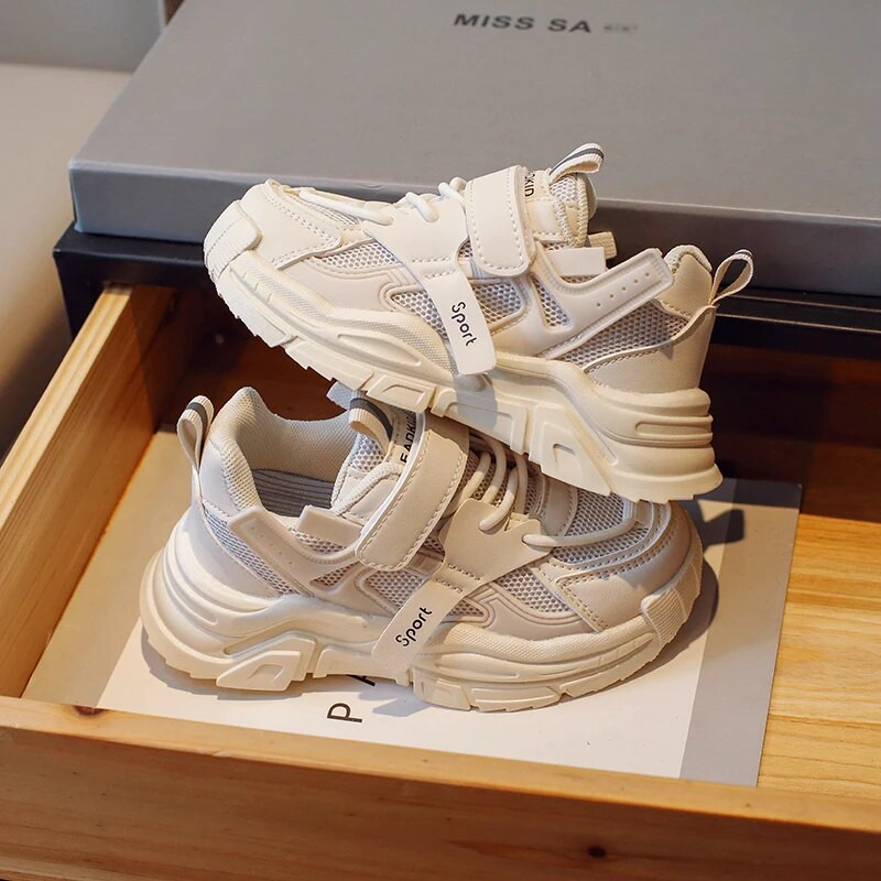 Bērnu elpojošs sieta ikdienas sporta apavi Zēniem Gilrs Neslīdoši, kupli sporta apavi ar mīkstu apakšu tenisa apavi 4-14G Rudens pavasaris