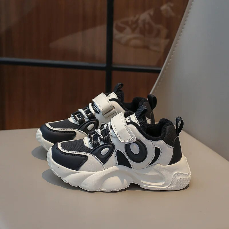 Bērniem Ādas kuplas kedas Bērniem Siltas plīša ikdienas sporta apavi Maziem zēniem Meitenēm skriešanas apavi Teniss 6-16G ziema rudens