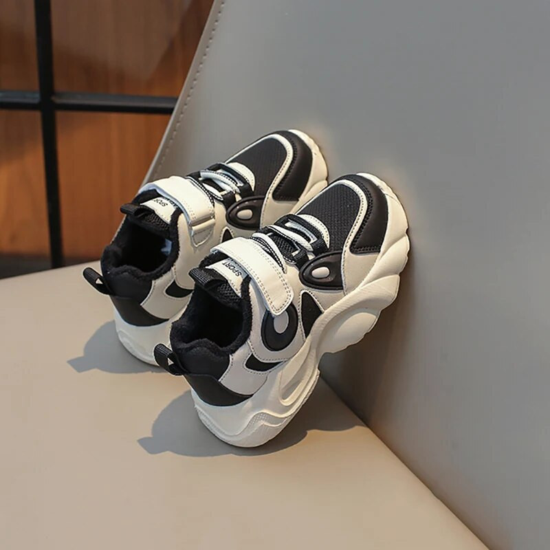 Bērniem Ādas kuplas kedas Bērniem Siltas plīša ikdienas sporta apavi Maziem zēniem Meitenēm skriešanas apavi Teniss 6-16G ziema rudens