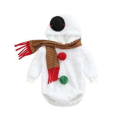 Ma&Baby 3-24M Коледно новородено Бебе Момиче Момче Снежен човек Гащеризон Топъл гащеризон с дълъг ръкав Коледно парти Дрехи костюми d95