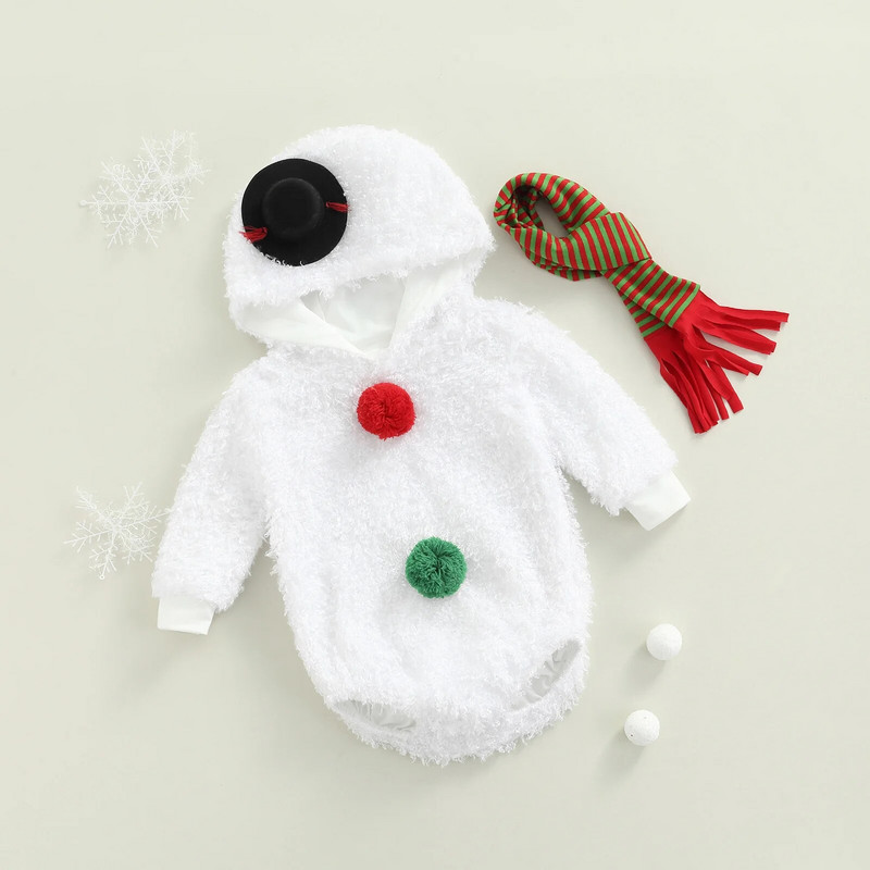 Ma&Baby 3-24M Ziemassvētki Jaundzimušais Zīdainis Meitene Puika Sniegavīrs Romperi Silts Garām Piedurknēm Kombinezons Ziemassvētku ballīte Apģērbi Kostīmi d95
