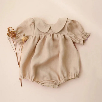 Бебешки гащеризон принцеса за момиченце, летен памучен ленен гащеризон Бебешки костюм за малки деца за 3-24 милиона