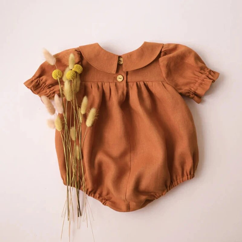 Vasarinis medvilninis lininis kombinezonas mažyliui, princesės kūdikiui, 3–24 m.