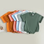 Kūdikiams berniukams Mergaitėms Vasaros laisvalaikio šliaužtinukai Drabužiai Tvirtai trumpomis rankovėmis O formos iškirpte Laisvi Kombinezonai Kostiumai Mažiems Kombinezonai Drabužiai