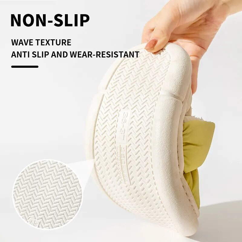 Medvilninės šlepetės moterims rudenį ir žiemą, dėvinčios pliušinę namų izoliaciją su storais padais ir aukštakulniais vyrams (MTX2218)