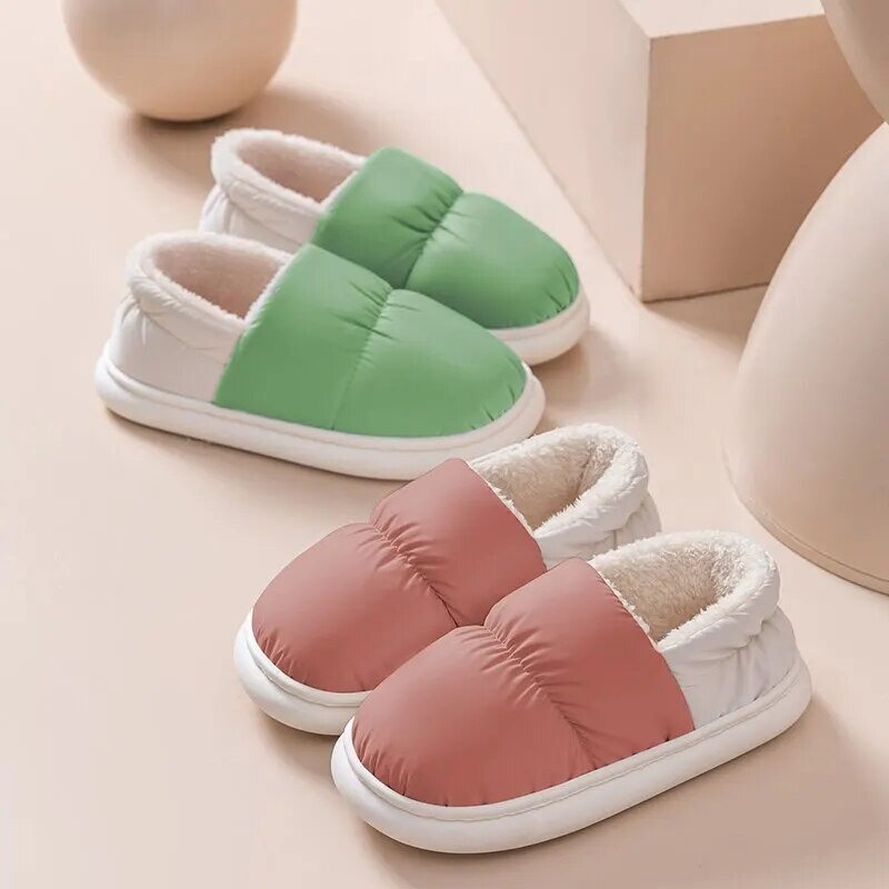 Medvilninės šlepetės moterims rudenį ir žiemą, dėvinčios pliušinę namų izoliaciją su storais padais ir aukštakulniais vyrams (MTX2218)