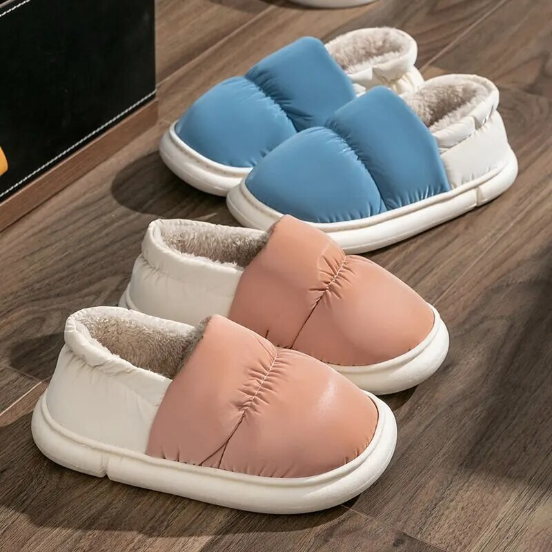 Medvilninės šlepetės moterims rudenį ir žiemą, dėvinčios pliušinę namų izoliaciją su storais padais ir aukštakulniais vyrams (MTX2218)