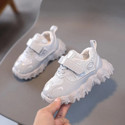 Детски лъскави масивни маратонки Малки момчета Момичета Лачена кожа Ежедневни спортни обувки TPR Унисекс Ученически обувки 3-6 г. Есен Пролет