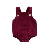 Meitenes, zēni, velveta rombiņi vienkrāsains kabatas bezpiedurkņu siksniņas kombinezoni jaundzimušo apģērbi mazuļu bodiji