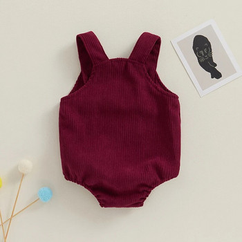 Βρεφικά κορίτσια Αγόρια Κοτλέ ρόμπες μονόχρωμη τσέπη αμάνικα ιμάντες Ολόσωμες φόρμες για νεογέννητα ρούχα για νήπια