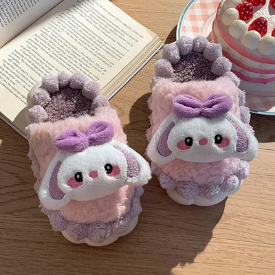 Χαριτωμένο σκυλί κινουμένων σχεδίων Φθινόπωρο Χειμώνας Παιδικά βελούδινα παντόφλες Μαλακή αντιολισθητική σόλα Ζεστή παιδική κρεβατοκάμαρα Άνετα, βαμβακερά παπούτσια για το σπίτι