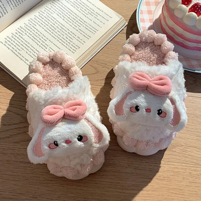 Χαριτωμένο σκυλί κινουμένων σχεδίων Φθινόπωρο Χειμώνας Παιδικά βελούδινα παντόφλες Μαλακή αντιολισθητική σόλα Ζεστή παιδική κρεβατοκάμαρα Άνετα, βαμβακερά παπούτσια για το σπίτι