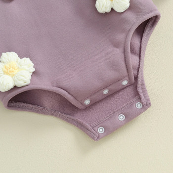 Φούτερ για νεογέννητα αγόρια για κορίτσια Romper μακρυμάνικη λαιμόκοψη 3D λουλούδι με κλείσιμο κορμάκι για νήπια βαμβακερά ρούχα