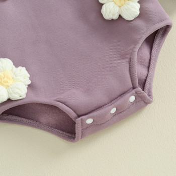 Φούτερ για νεογέννητα αγόρια για κορίτσια Romper μακρυμάνικη λαιμόκοψη 3D λουλούδι με κλείσιμο κορμάκι για νήπια βαμβακερά ρούχα