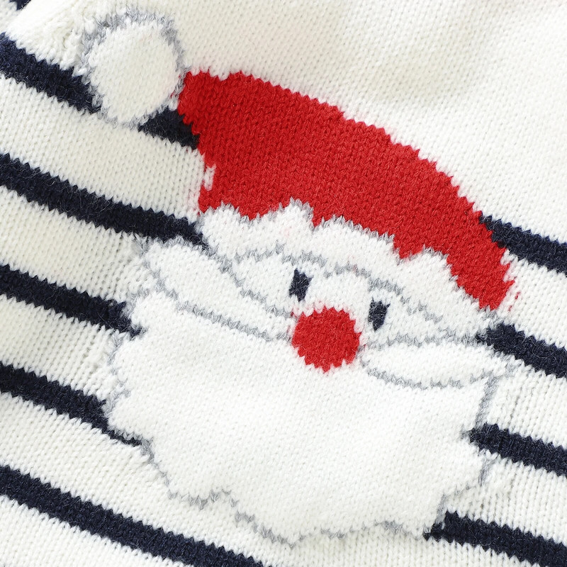 Ziemassvētki Mazuļa Rotaļtērps Jaundzimušā Adīts Džemperis Apģērbs Jauki Ziemassvētku vecīša apdruka Svītrains ar garām piedurknēm pogas Bodijs Trikotāžas Zīdaiņu rotaļu tērps