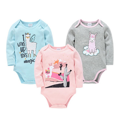 2023 Baby Body Body 3 db tavaszi pamut lány ruhák hosszú ujjú rajzfilm nyomat újszülött test bebe ruházat