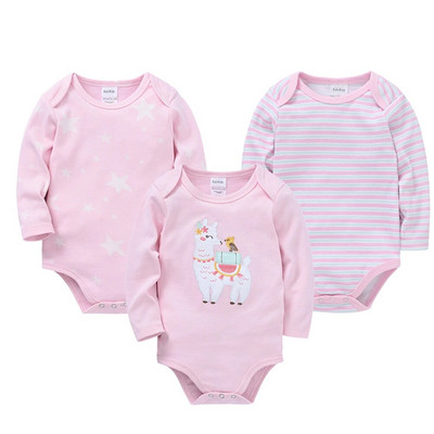 2023 Baby Body Body 3 db tavaszi pamut lány ruhák hosszú ujjú rajzfilm nyomat újszülött test bebe ruházat