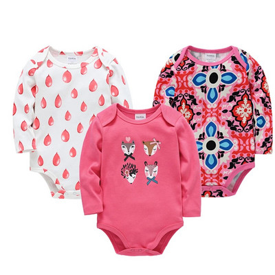 2023 Baby Body Body 3 db tavaszi pamut lány ruhák hosszú ujjú rajzfilm nyomat újszülött test bebe ruházat